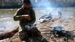 Fishing and Cooking on the Riverbank