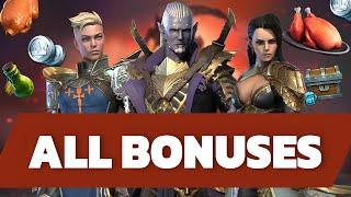 ALL Bonuses Raid: Shadow Legends | How to Get Free CHAMPS & RESOURSES in RSD | Guide