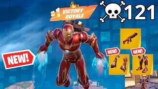 121 Elimination IRON MAN MARK 45 Solo Vs Squads "Zero Build" Gameplay (Fortnite Chapter 5 Season4)