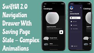 SwiftUI 2.0 Navigation Drawer With Saving Page State - Complex Animations - SwiftUI Tutorials