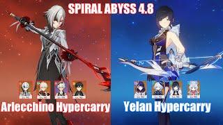 C0 Arlecchino Hypercarry & C1 Yelan Hypercarry | Spiral Abyss 4.8 | Genshin Impact