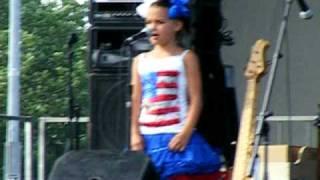 Presley Elise age 7 singing " GOD BLESS AMERICA " in The Salute To The Soldiers Ceremony