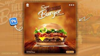 Modern  Burger Poster Design  For Beginners with Creative Textures in Adobe Photoshop 