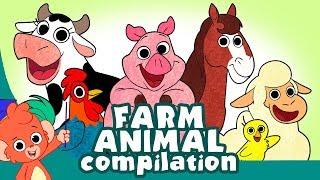 Learn Farm Animals for Kids | Barnyard Animal Cartoon Best Compilation for Children