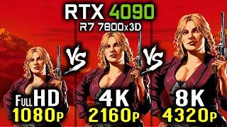 Red Dead Redemption 2 - 1080p vs 2160p vs 4320p - RTX 4090 + R7 7800x3D | RDR 2 - fHD vs 4K vs 8K