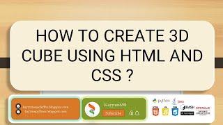 HOW TO  CREATE 3D CUBE USING HTML AND CSS ? #javascript #html5 #css3