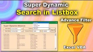 how to Create Dynamic Advance Filter in Excel Userform | Excel Vba