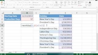 Working With Excel's WORKDAY Function