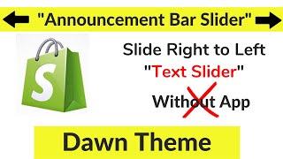 How to Add Eye Catchy Announcement Bar Slider in Shopify Store | Dawn Theme | Carousel Without App