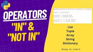 Python in and not in operator - Tutorial