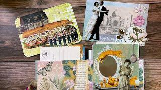 Collage with me/ Making three postcards and working on Junk Journal July livestream