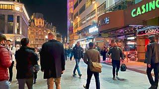 A Busy London West End Night Walk - Trafalgar Square to Oxford Circus