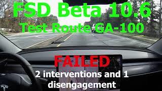 FSD Beta 10.6 - 2 Interventions, 1 disengagement