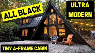 ULTRA-MODERN TINY ALL BLACK A-FRAME CABIN! (Full Tour)