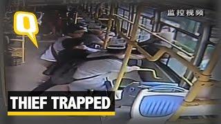 Passengers Catch a 'Phone Thief' Trying to Escape Through The Bus Window