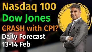 CPI Data News Live Trading - Nasdaq 100 & Dow Jones : CRASH with CPI Data TODAY   13 Feb