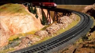 N scale Coffee table model railroad - CP Rail Intermountain FP9A