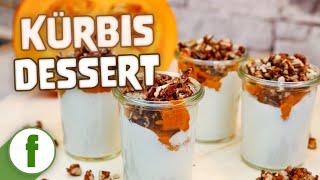 Kürbis Dessert mit Mandelquark und karamellisierten Nüssen