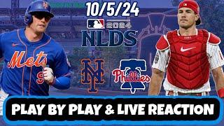 Philadelphia Phillies vs New York Mets Live Reaction | NLDS | GAME 1 | 10/5/24 | Phillies vs Mets