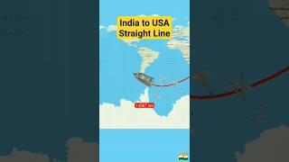 India to usa straightline travel #india#usa #bharat#straightline #world #countries #map #path #earth