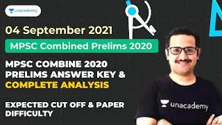 MPSC Combine 2020 Prelims Answer Key & Analysis | Expected Cut Off & Paper Difficulty