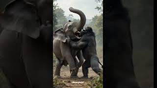 Elephant Vs Gorilla fight in front of the Jungle #animals #animalelover #varalvideo #youtubshurt