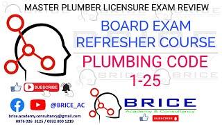 MASTER PLUMBER REFRESHER COURSE - PLUMBING CODE 1-25