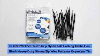 GLOBOMOTIVE Teeth Grip Nylon Self Locking Cable Ties, Heavy Duty Strong Zip Wire Fastener Organizer