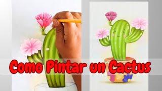 Pintura Sobre Tela Como Pintar un Cactus  Segunda Parte