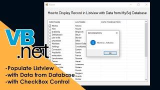 How to Populate Listview with Data from Database using Visual Basic.Net | with CheckBox Control