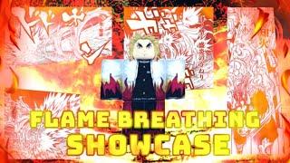 FLAME BREATHING SHOWCASE + HOW TO USE IT AND COMBOS! - DEMON SLAYER BURNING ASHES