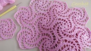 ВЯЗАНИЕ КРЮЧКОМ из МОТИВОВ "Спиральки" МК для начинающих Easy Crochet motifs pattern for beginners