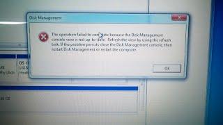 The operation failed to complete Because the disk management Console is not up-to-date