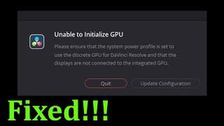 Unable To Initialize GPU - DaVinci Resolve - Fix - 2022