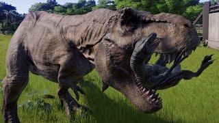 T-Rex VS Raptor Squad Awesome Killing Animation - Jurassic World Evolution