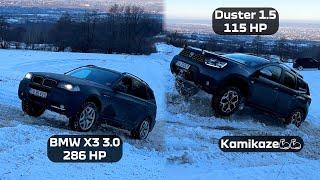 BMW X3 3.0 vs Dacia Duster 4x4 Snow Offroad