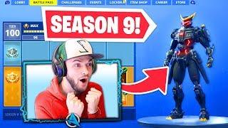 *NEW* SEASON 9 BATTLE PASS in Fortnite! (100% UNLOCKED)