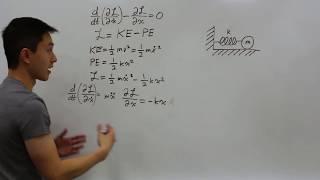 Finding the equations of motion for a mass spring system using the Euler-Lagrange equation