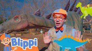 Digging & Walking with Real Dinosaurs  | Blippi | Moonbug Kids Learning Corner