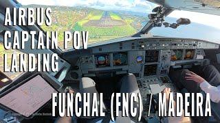 AIRBUS CAPTAIN POV (POINT OF VIEW) LANDING FUNCHAL  (FNC) / MADEIRA RUNWAY 05