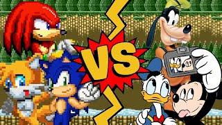 M.U.G.E.N Battles | Sonic/Tails/Knuckles vs Mickey Mouse/Donald Duck/Goofy | Sonic vs Disney