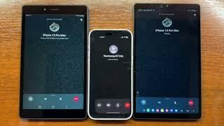 Samsung Tab A 8.0 vs Tab A7 Lite WhatsApp Outgoing Call to iPhone 15 Pro Max + Group Incoming Call