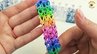 Браслет из резинок. Радужный и простой! Плетение Loom Bands