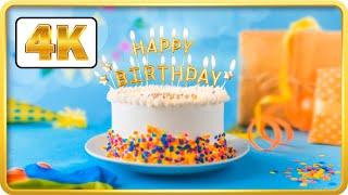 Happy birthday background Video Loops colourful with cake HD