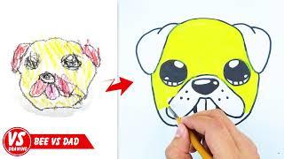 How to draw a cute dog emoji pug for beginners step by step