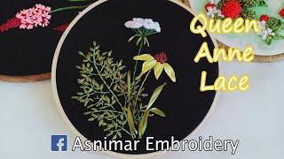 Embroidery of Queen Anne's Lace Flower With Stump Work Method
