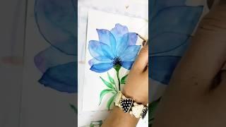 How to Paint TRANSPARENT Watercolor Flower #shorts #watercolor #painting #youtubeshorts