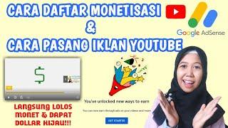 CARA DAFTAR MONETISASI CHANNEL YOUTUBE & CARA MEMASUKKAN IKLAN VIDEO YOUTUBE DAPAT PENGHASILAN 