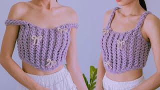 Crochet Cable Corset Top Tutorial | Chenda DIY