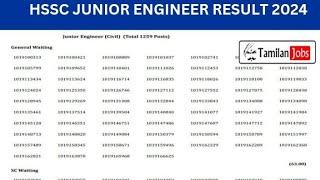 HSSC Junior Engineer Result 2024 | Haryana JE Cut Off, Merit List @ hssc.gov.in